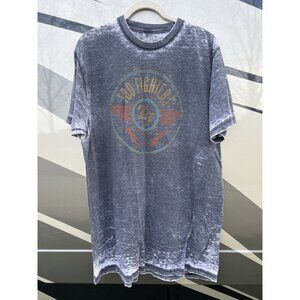 Vintage Foo Fighters concert Y2K slub acid wash gray tshirt L rock rocker sheer
